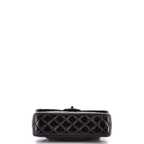 Chanel Small So Black Classic Double Flap Bag Quilted Shiny Crumpled Calfskin - Picture 4 of 6